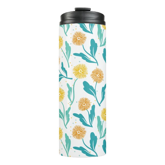 Gelbes Kronleuchter Blumenmuster - naturlich Inspi Thermosbecher (Vorderseite)