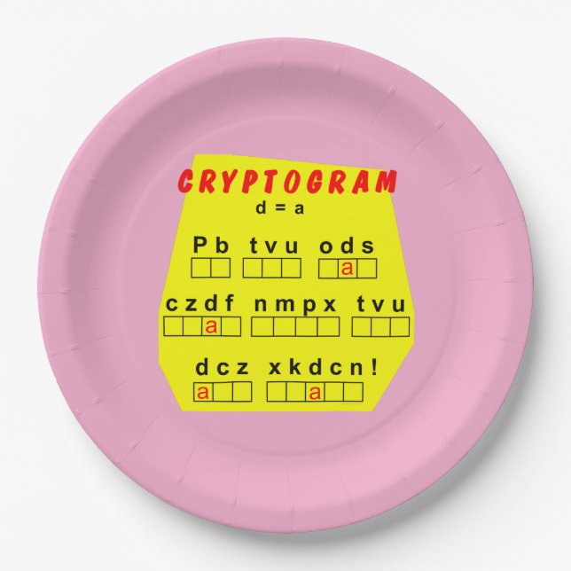 Gelbes Kryptogramm Pappteller (Vorderseite)