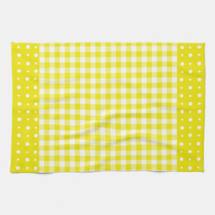 Gelbes Küchentuch, Polka Dots und Karo Gingham Geschirrtuch