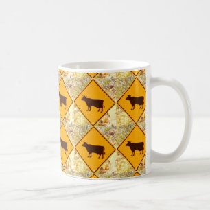 Gelbes Kuhzeichen - Rautenmuster Kaffeetasse