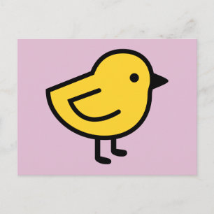 Gelbes Küken auf Rosa Postkarte