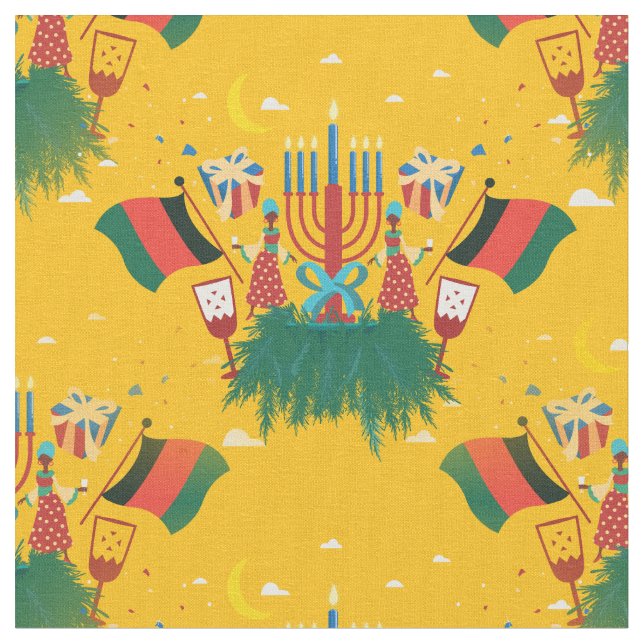 gelbes Kwanzaa-Stoff Stoff (Nahaufnahme)