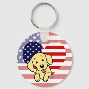 Gelbes Labrador-Amerikaner-Herz Schlüsselanhänger