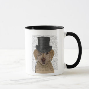 Gelbes Labrador, formales Hund und Hut Tasse