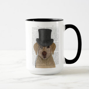 Gelbes Labrador, formales Hund und Hut Tasse