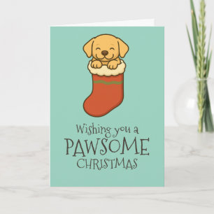 Gelbes Labrador im Strumpf Weihnachten