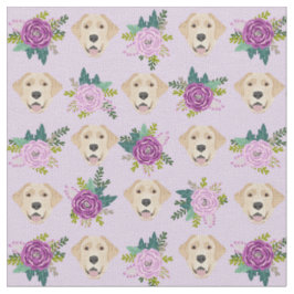 Gelbes Labrador lila Blumenmuster Stoff