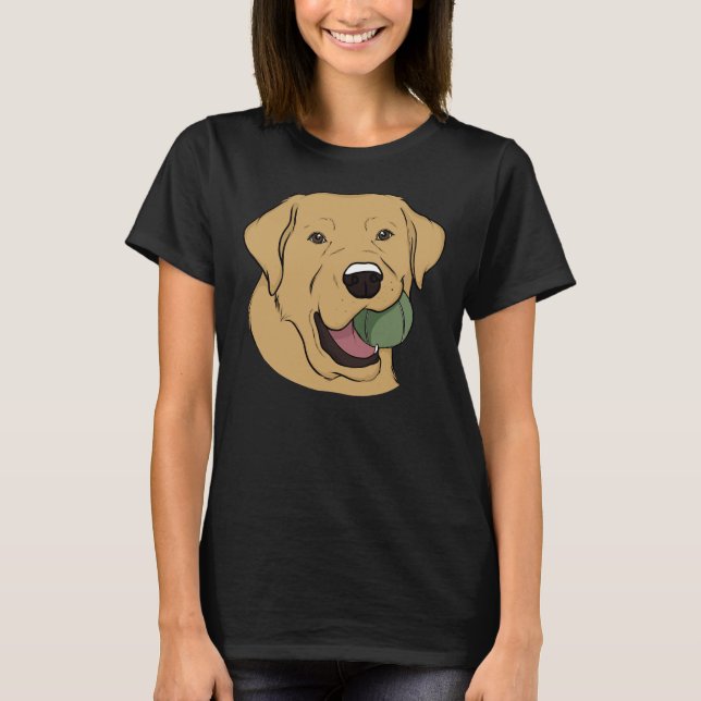 Gelbes Labrador mit Ball T-Shirt (Vorderseite)