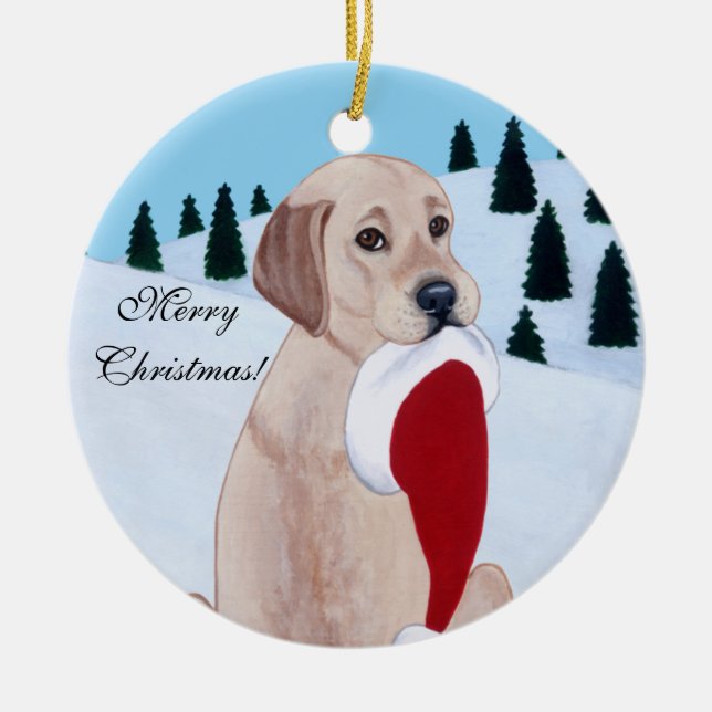 Gelbes Labrador mit Keramikornament (Vorne)
