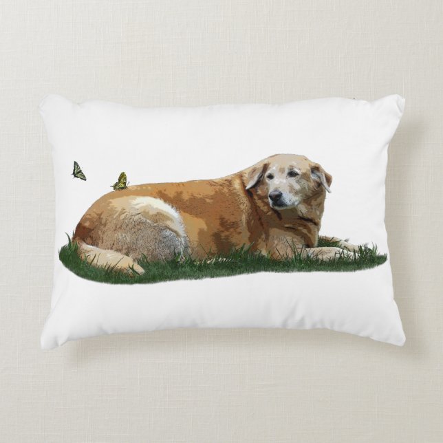 Gelbes Labrador Mixed Rasse Hundeschwalbe Kissen (Vorderseite)