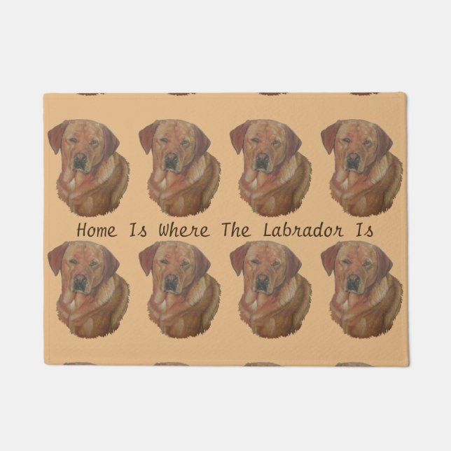 gelbes Labrador Retreider Hundportrait Spaß Slogan Fußmatte (Vorderseite)