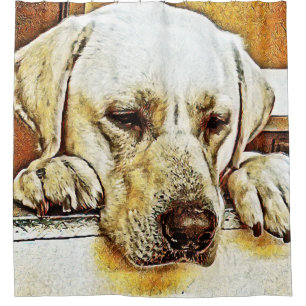 Gelbes Labrador retriever auf Tür Duschvorhang