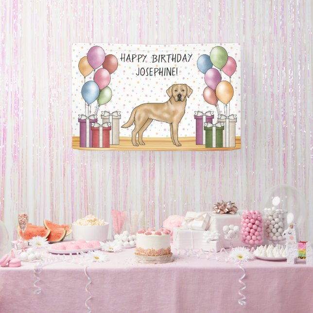 Gelbes Labrador Retriever Hund farbenfrohe Geburt Banner (Party)