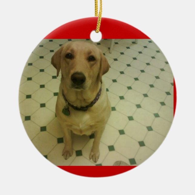 gelbes Labrador retriever Keramik Ornament (Vorne)