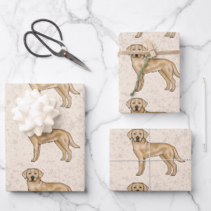 Gelbes Labrador Retriever Labrador Hundeschema Bei Geschenkpapier Set