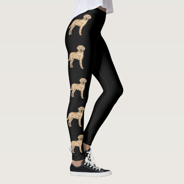 Gelbes Labrador Retriever Niedlich Cartoon Hunde B Leggings (Rechts)