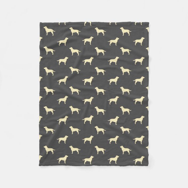 Gelbes Labrador-Retriever-Silhouette-Muster Fleecedecke (Vorderseite)