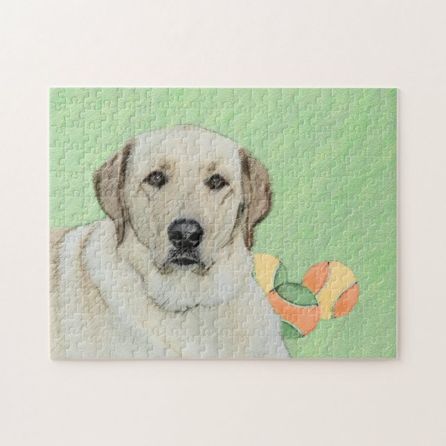 Gelbes Labrador Retriever & Tennis Balls Malerei (Horizontal)