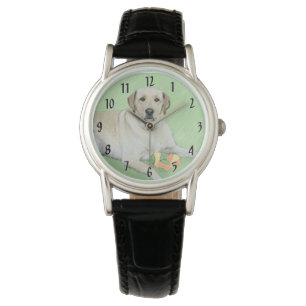 Gelbes Labrador Retriever & Tennis Balls Malerei Armbanduhr