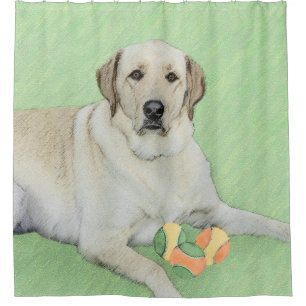 Gelbes Labrador Retriever & Tennis Balls Malerei Duschvorhang