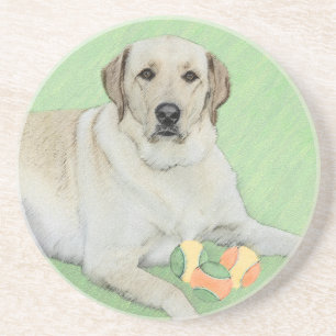Gelbes Labrador Retriever & Tennis Balls Malerei Getränkeuntersetzer