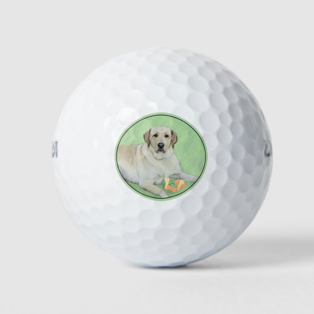 Gelbes Labrador Retriever & Tennis Balls Malerei Golfball (Vorderseite)