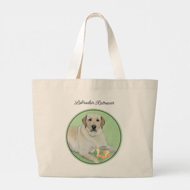 Gelbes Labrador Retriever & Tennis Balls Malerei Jumbo Stoffbeutel (Rückseite)