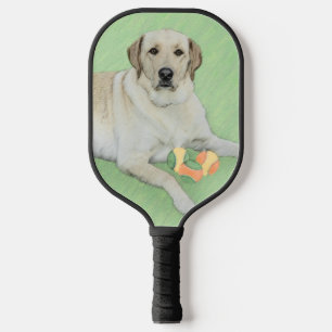 Gelbes Labrador Retriever & Tennis Balls Malerei Pickleball Schläger