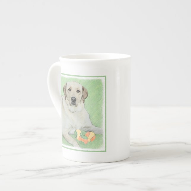 Gelbes Labrador Retriever & Tennis Balls Malerei Prozellantasse (Vorderseite Links)