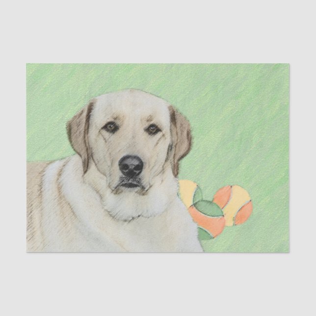 Gelbes Labrador Retriever & Tennis Balls Malerei Seidenpapier (Vorderseite)