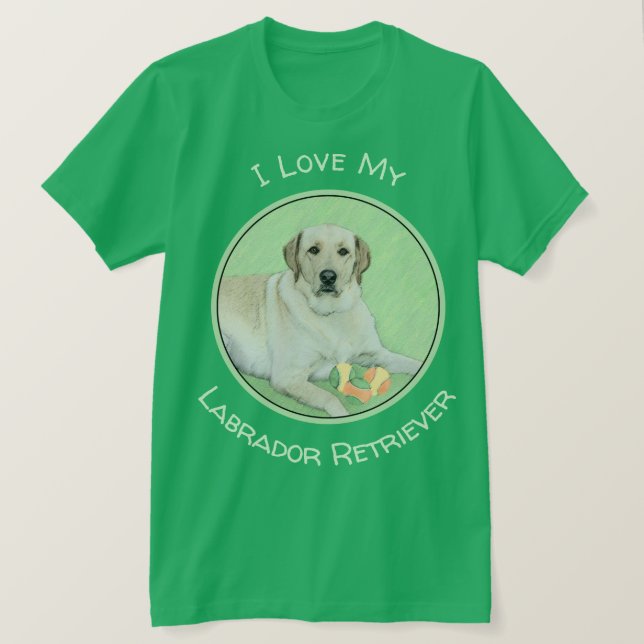 Gelbes Labrador Retriever & Tennis Balls Malerei T-Shirt (Design vorne)
