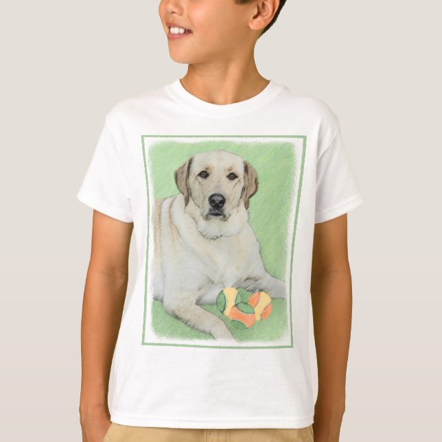 Gelbes Labrador Retriever & Tennis Balls Malerei T-Shirt (Vorderseite)