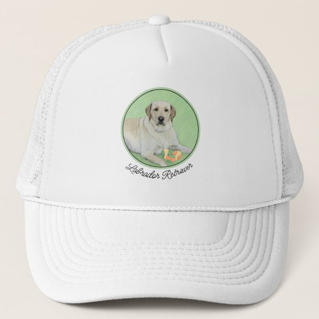 Gelbes Labrador Retriever & Tennis Balls Malerei Truckerkappe (Vorderseite)