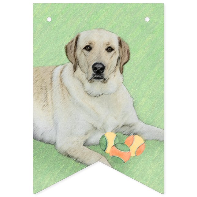 Gelbes Labrador Retriever & Tennis Balls Malerei Wimpelkette (Erste Fahne)