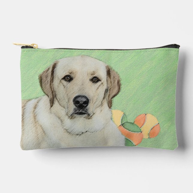 Gelbes Labrador Retriever & Tennis Balls Malerei Zubehörtasche (Vorderseite)