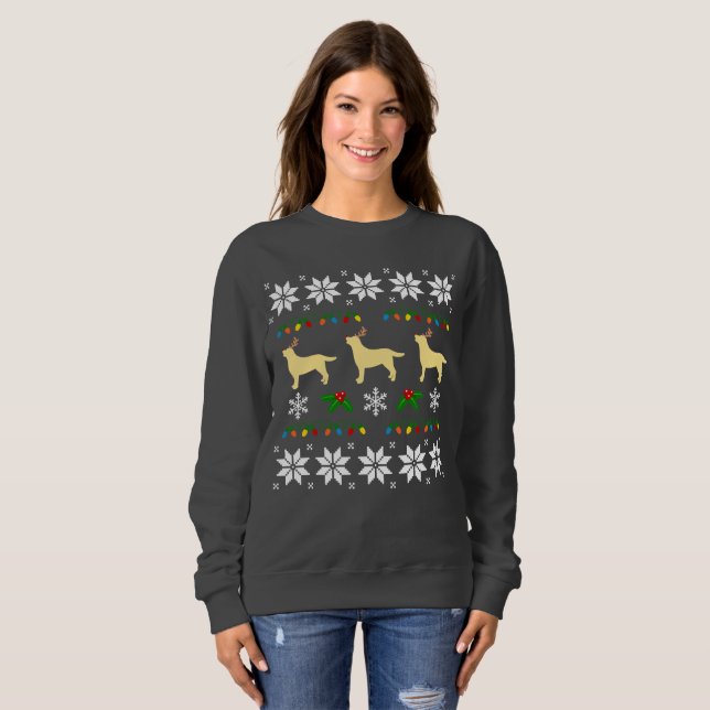 Gelbes Labrador-Retriever-Trio-hässliches Sweatshirt (Vorne ganz)