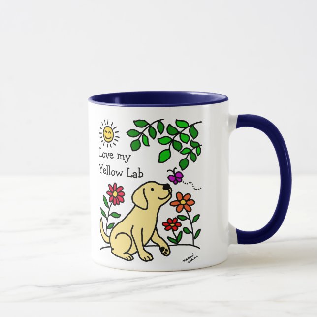 Gelbes Labrador u. Grün Tasse (Rechts)