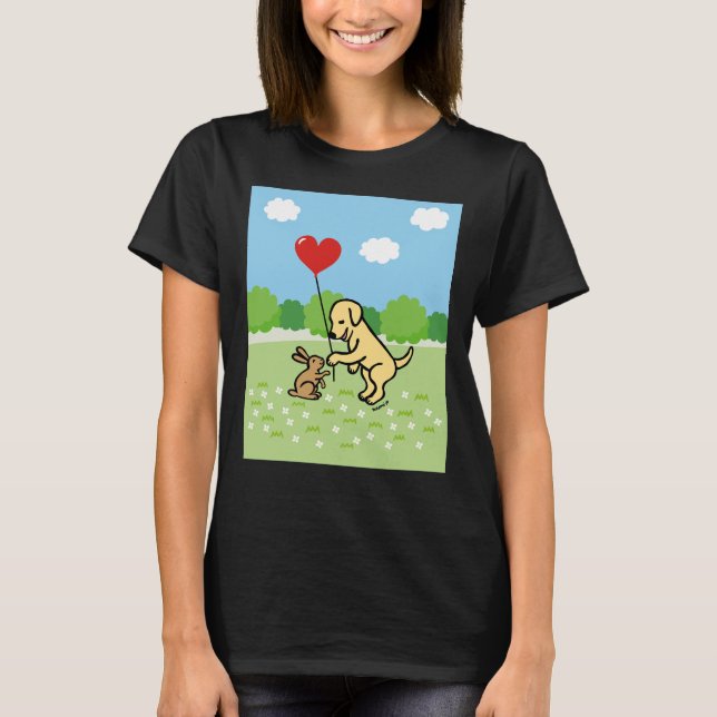Gelbes Labrador und Kaninchenfreund T-Shirt (Vorderseite)
