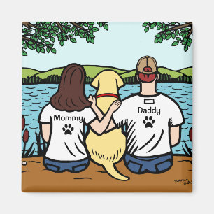 Gelbes Labrador und Mama und Vater lang Magnet