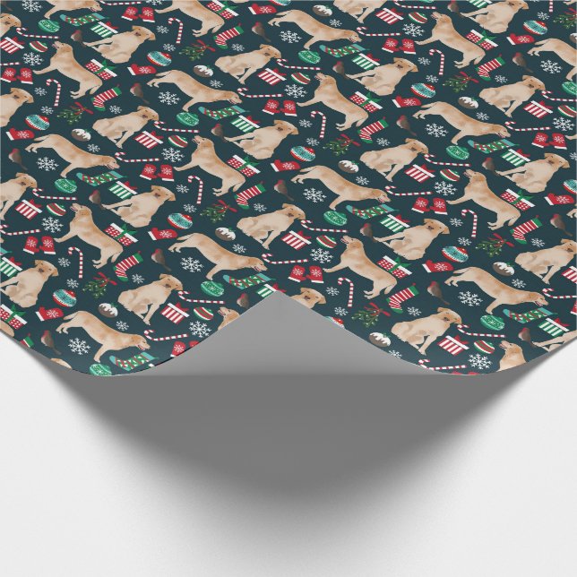 Gelbes Labrador-Weihnachtspapier Geschenkpapier (Ecke)