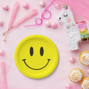 Gelbes Lächeln Ein glücklicher Typ/Gal 1. Geburtst Pappteller