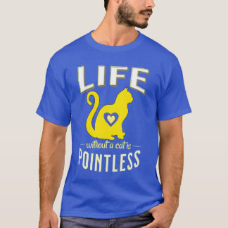 Gelbes Leben ohne Katzen Sinnlose Katze Schlafen F T-Shirt