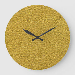 Gelbes Leder Textur Nahtlose Naht Große Wanduhr