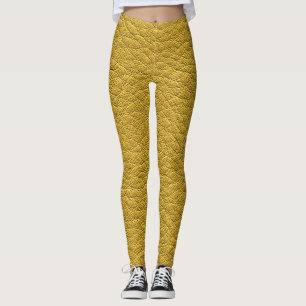 Gelbes Leder Textur Nahtlose Naht Leggings