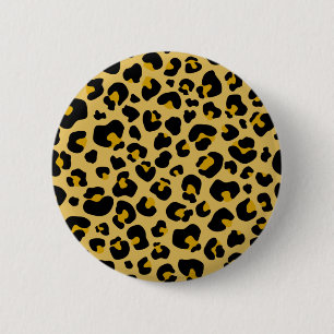 Gelbes Leopard Geparden Skin Print Muster Button