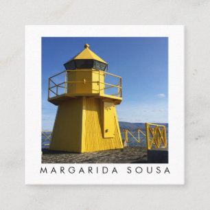 Gelbes Leuchtturm Island Foto Reisen Tourismus Quadratische Visitenkarte