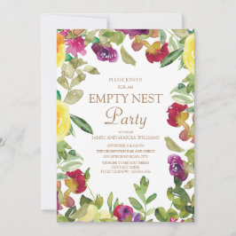 Gelbes Lila Blumenkäfig Grünes Leeres Nest Party Einladung