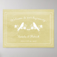 Gelbes Lovebird-Blumenposter