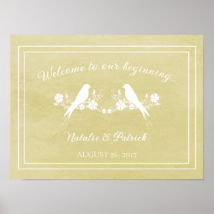 Gelbes Lovebird-Blumenposter Poster