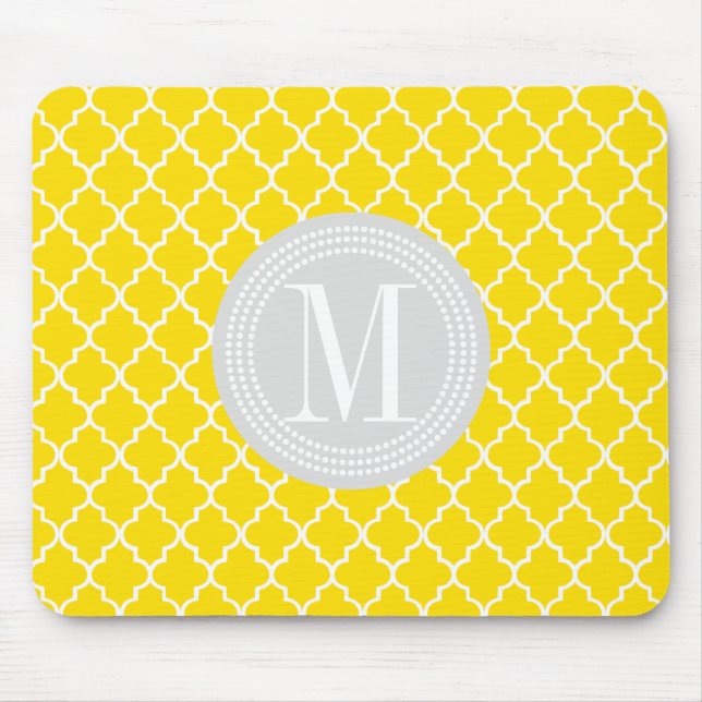 Gelbes marokkanisches Fliesen-Gitter Mousepad (Vorne)